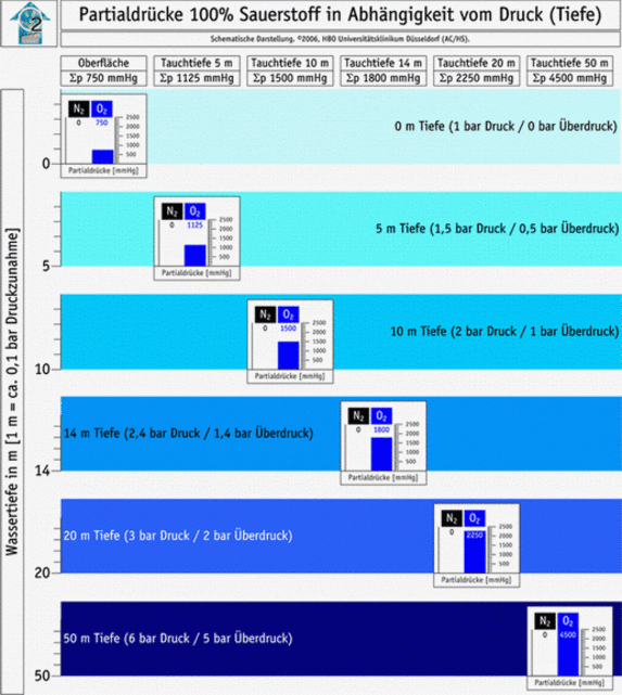 Partialdrücke 100% Sauerstoff