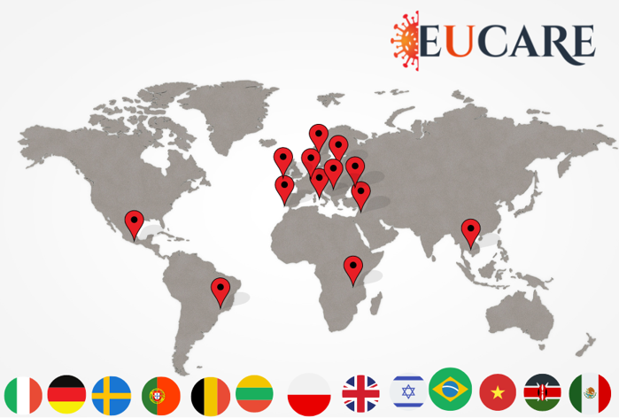Weltkarte mit Standorten der EUCARE Partner